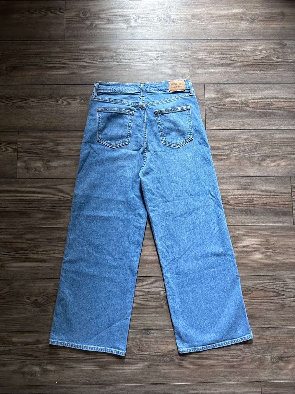 Signature Levi Strauss Heritage Wide Leg High Rise Jeans Light Wash Stretch - Picture 6 of 8